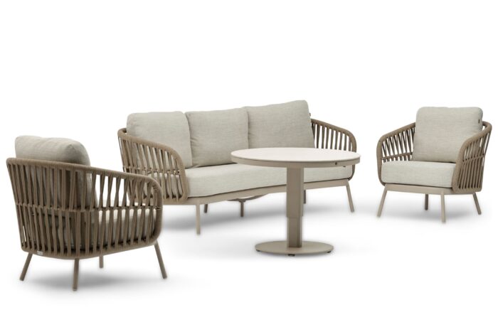 Coco Elara/Tivano 90 cm stoel-bank loungeset 4-delig – Zand/Beige