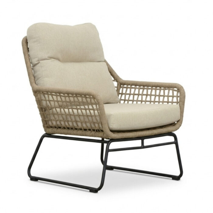 BUITEN living Valencia loungestoel | touw + aluminium | Sahara Dust