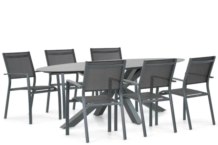 Lifestyle Garden Furniture Sella/Ellisse 240 cm dining tuinset 7-delig - Grijs-antraciet