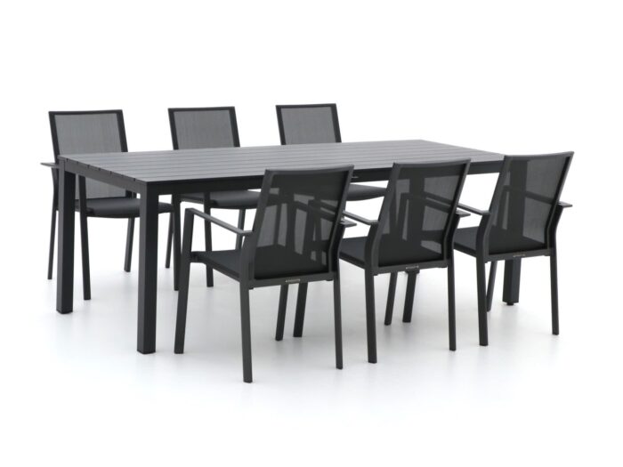 Bernstein Furniture Amberg/Menzano 220cm dining tuinset 7-delig stapelbaar – Grijs