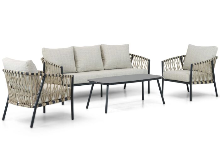Lifestyle Garden Furniture Feraro stoel-bank loungeset 4-delig – Grijs-antraciet