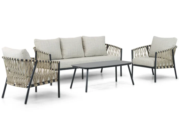 Lifestyle Garden Furniture Feraro stoel-bank loungeset 4-delig - Grijs-antraciet