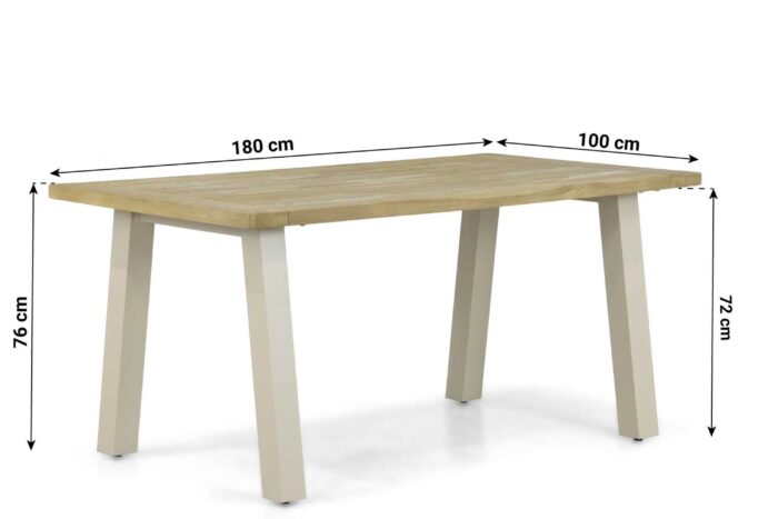 Lifestyle Garden Furniture Glasgow dining tuintafel 180 x 100 cm – Taupe-naturel-bruin