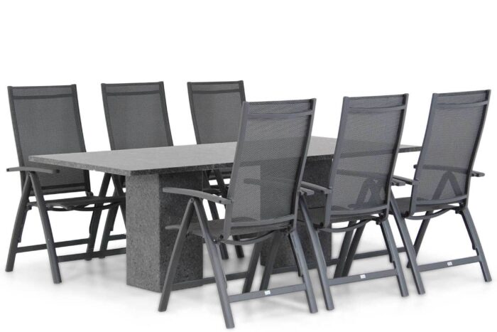 Presto Vasto/Graniet 220 cm dining tuinset 7-delig – Grijs-antraciet