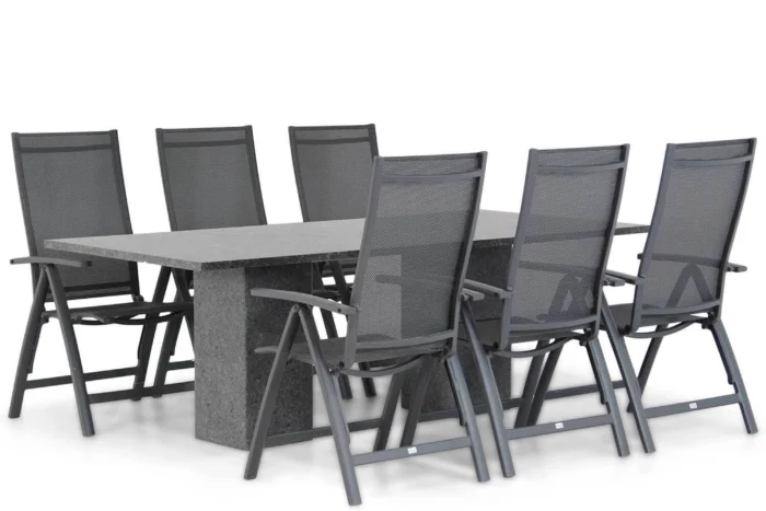Presto Vasto/Graniet 220 cm dining tuinset 7-delig - Grijs-antraciet