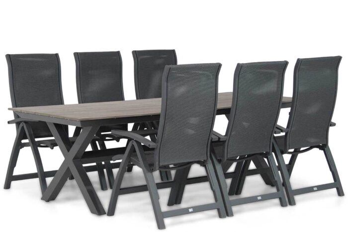 Presto Tarenta/Forest 240 cm dining tuinset 7-delig – Grijs-antraciet