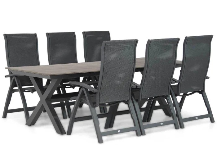 Presto Tarenta/Forest 240 cm dining tuinset 7-delig - Grijs-antraciet