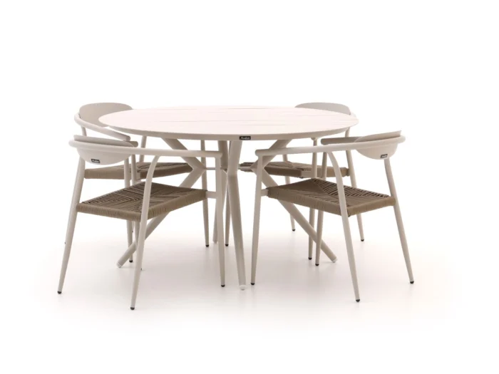 Manifesto Furniture Cavone/Sora ø 127cm dining tuinset 5-delig stapelbaar - Taupe