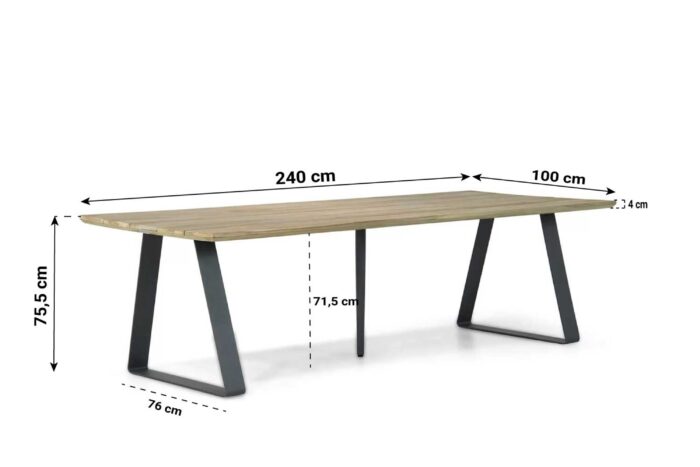 Lifestyle Garden Furniture Palta dining tuintafel 240 x 100 cm – Naturel teak