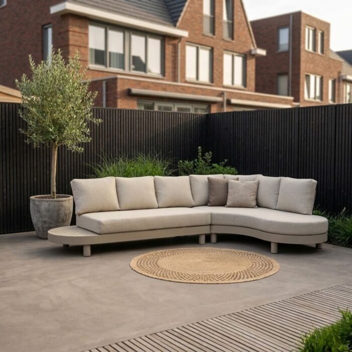 LUX outdoor living Santorini organische hoek loungeset 5 personen | aluminium | beige | 2-delig 322x205cm
