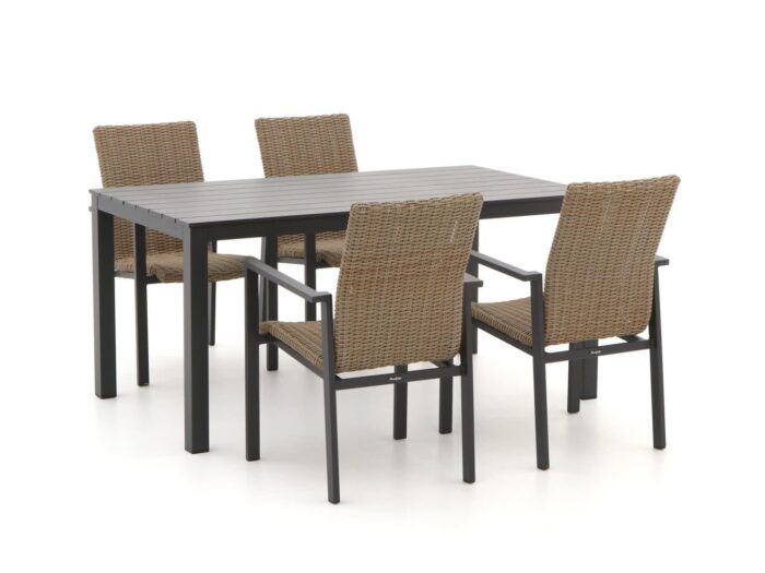Manifesto Furniture Manifesto Villongo/Menzano 160cm dining tuinset 5-delig stapelbaar Laagste prijsgarantie! – Grijs