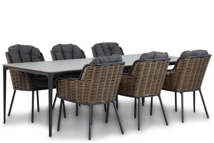 Santika Furniture Fasano/Gianna 240 cm dining tuinset 7-delig – Grijs-antraciet