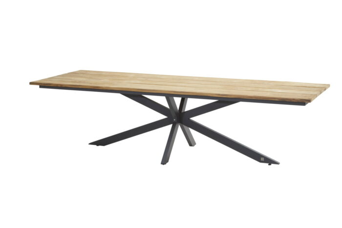 4so Minerva Tafelframe Antracite Met Tafelblad Robusto Teak 280 x 95 cm – grijs