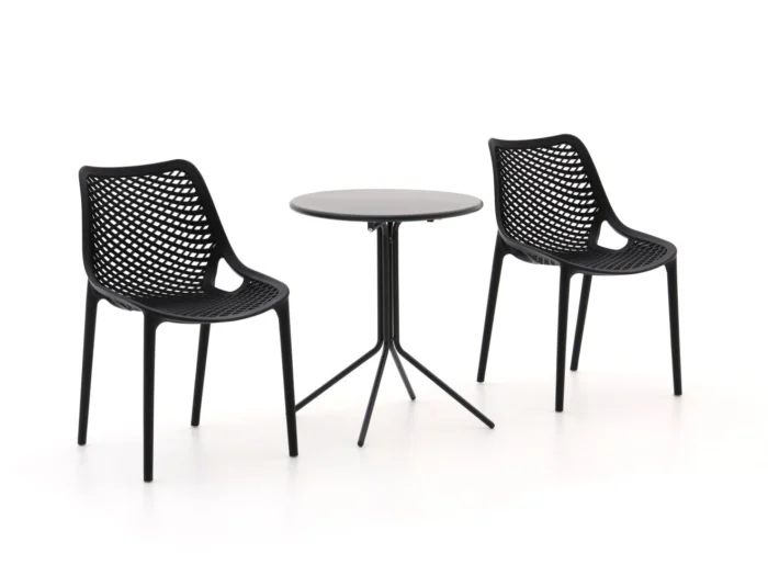 Forza Furniture Ripi/Aziano ø 60cm balkonset 3-delig - Zwart