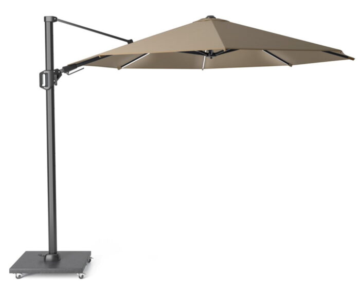 Platinum Zweefparasol Challenger T2 Glow dia. 350 cm taupe zonwering – bruin