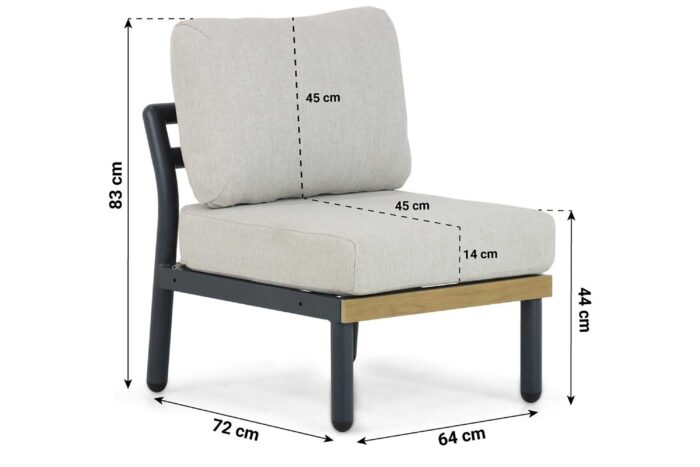 Santika Furniture Aulia midden module – Grijs-antraciet