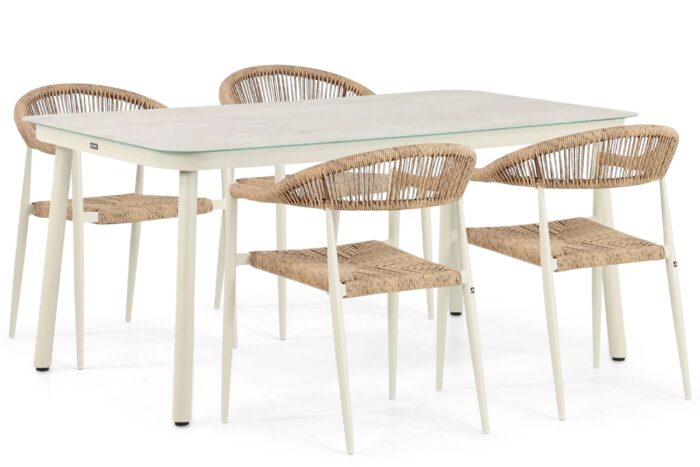De Laan Projects Lifestyle Granada/Tavano 160 cm dining tuinset 5-delig – Taupe-naturel-bruin