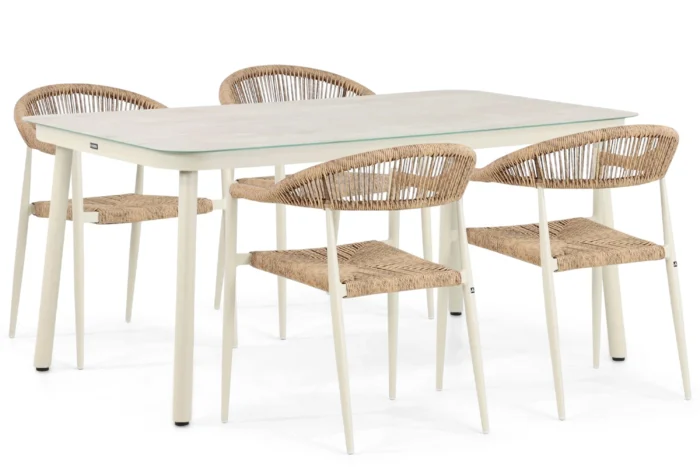 De Laan Projects Lifestyle Granada/Tavano 160 cm dining tuinset 5-delig - Taupe-naturel-bruin