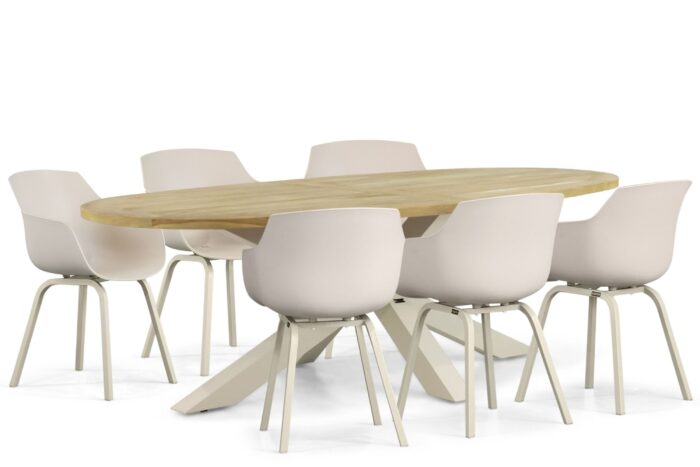 Lifestyle Garden Furniture Salina/Brookline 240 cm dining tuinset 7-delig – Taupe-naturel-bruin