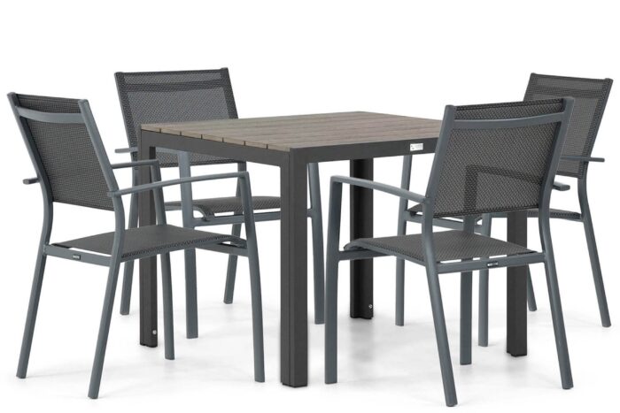 Lifestyle Garden Furniture Sella/Young 92 cm dining tuinset 5-delig – Grijs-antraciet