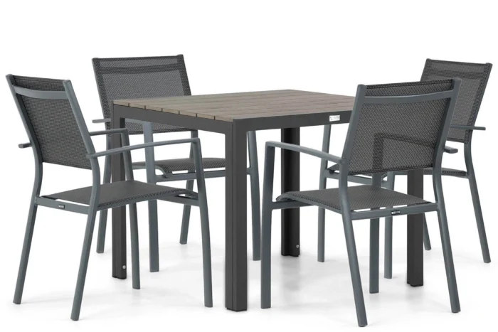 Lifestyle Garden Furniture Sella/Young 92 cm dining tuinset 5-delig - Grijs-antraciet