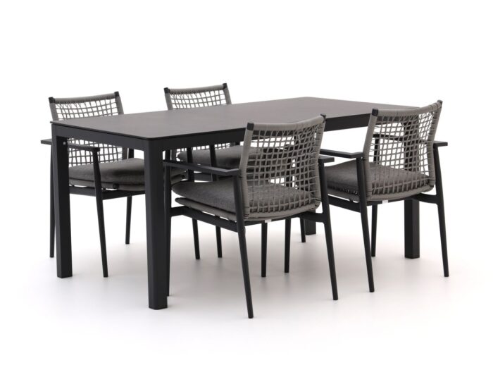 Bellagio tuinmeubelen Bellagio Pizzoli/La Fonte 160cm dining tuinset 5-delig stapelbaar Laagste prijsgarantie! – Zwart