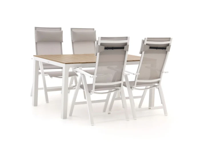 Bellagio tuinmeubelen Avenza/Fidenza 160cm dining tuinset 5-delig verstelbaar - Wit