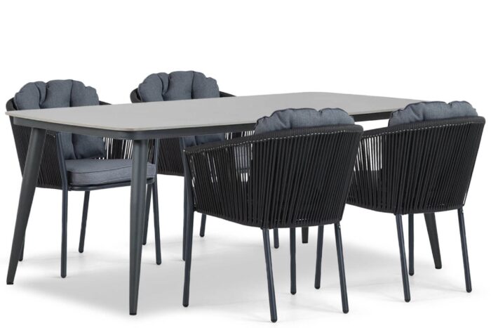 Santika Furniture Novita/Vienna 180 cm dining tuinset 5-delig – Grijs-antraciet