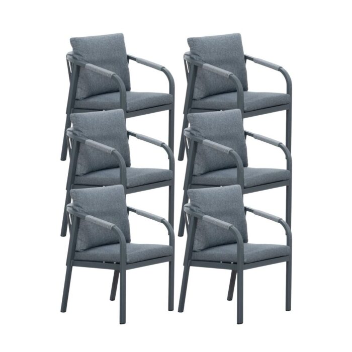 LUX outdoor living Calgary dining tuinstoel set van 6 | touw + aluminium | antraciet