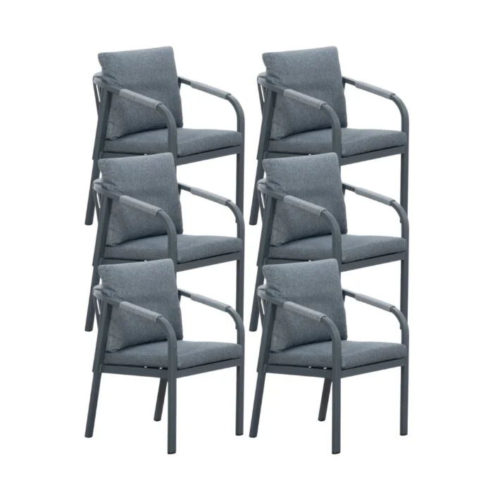 LUX outdoor living Calgary dining tuinstoel set van 6 | touw + aluminium | antraciet
