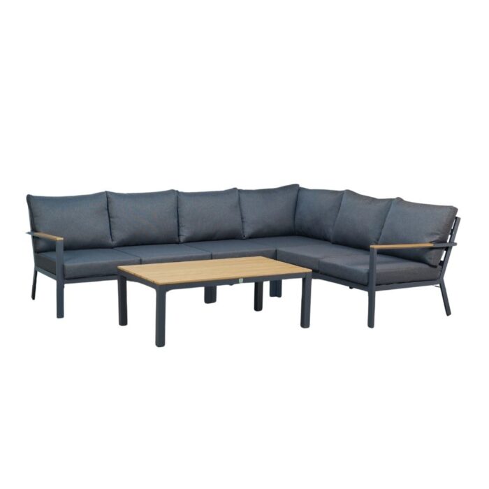 LUX outdoor living Donnan hoek loungeset 6 personen | aluminium + polywood | antraciet | 4-delig 279x217cm