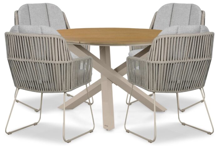 Domani Furniture Trivento/Ancona 125 cm dining tuinset 5-delig – Taupe-naturel-bruin