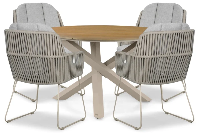 Domani Furniture Trivento/Ancona 125 cm dining tuinset 5-delig - Taupe-naturel-bruin