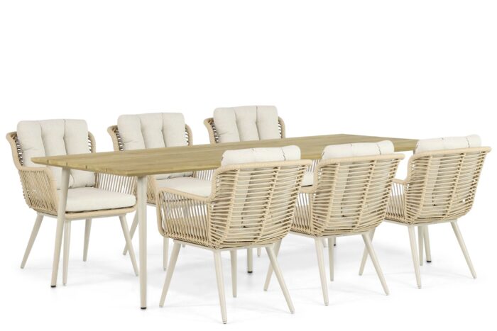 Coco Custa/Montana 240 cm dining tuinset 7-delig – Taupe-naturel-bruin