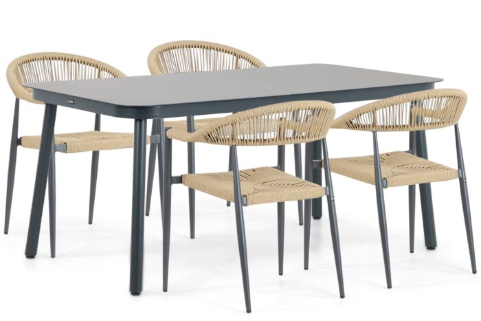 De Laan Projects Lifestyle Granada/Tavano 160 cm dining tuinset 5-delig – Taupe-naturel-bruin