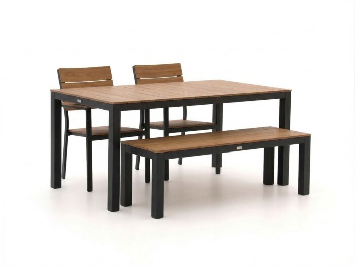 Bellagio tuinmeubelen Bellagio Fidenza 160cm dining tuinset met bank 4-delig stapelbaar Laagste prijsgarantie! – Grijs