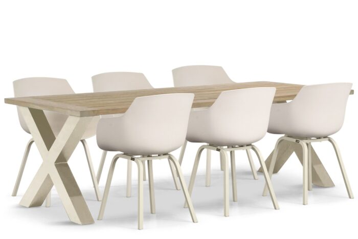 Lifestyle Garden Furniture Salina/Cardiff 240 cm dining tuinset 7-delig – Taupe-naturel-bruin