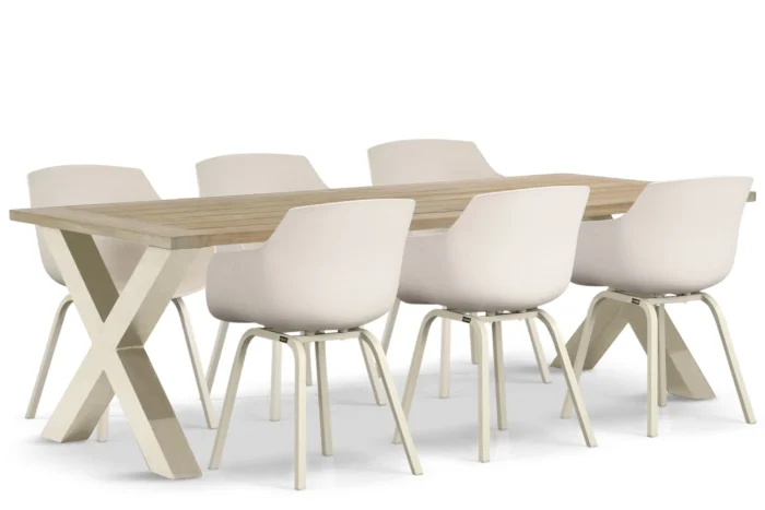 Lifestyle Garden Furniture Salina/Cardiff 240 cm dining tuinset 7-delig - Taupe-naturel-bruin