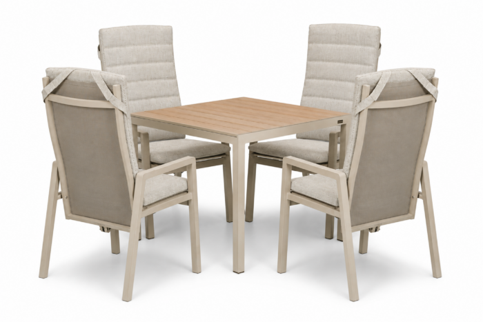 Lifestyle Garden Furniture Vivaro/Creta 90×90 cm dining tuinset 5-delig – Zand/Beige