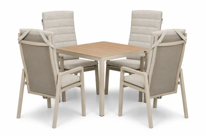 Lifestyle Garden Furniture Vivaro/Creta 90x90 cm dining tuinset 5-delig - Zand/Beige