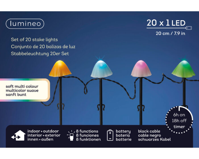 Lumineo LED stake light l380h20 cm zwrt/smlt kerstverlichting – multi;zwart