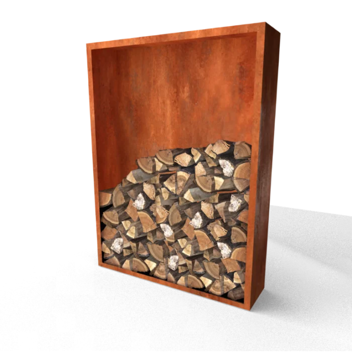 Geroba Egura Cortenstaal Houtopslag met achterwand 1500 x 385 x 2000 mm - bruin