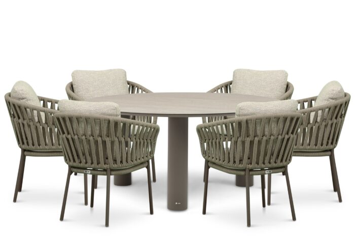 Coco Viento/Trino 158 cm dining tuinset 7-delig – Zand/Beige