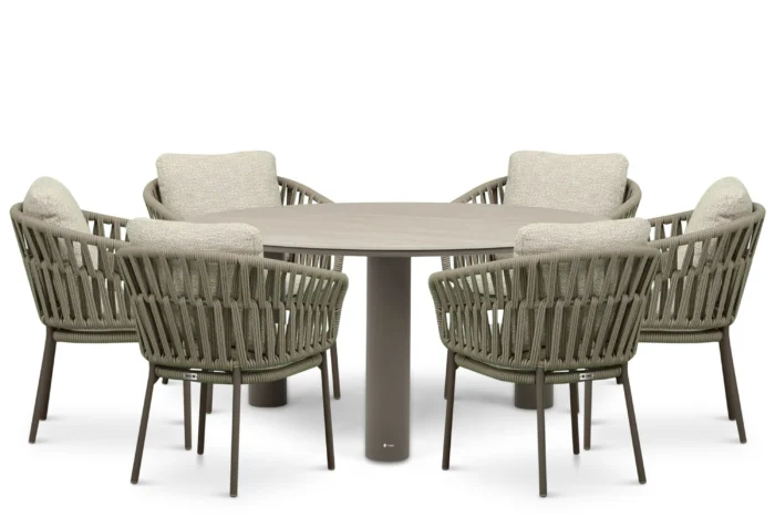 Coco Viento/Trino 158 cm dining tuinset 7-delig - Zand/Beige