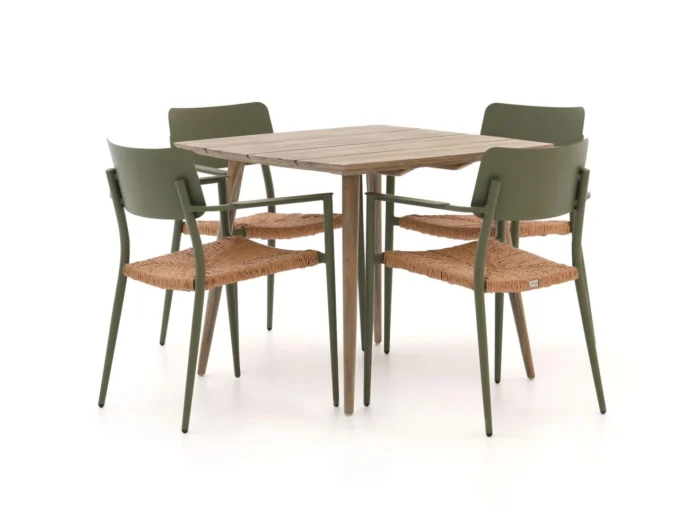 Bellagio tuinmeubelen Cino/ROUGH-K 90cm dining tuinset 5-delig stapelbaar - Bruin