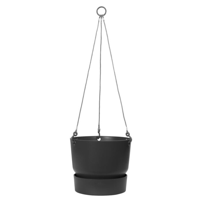 Elho Greenville hangschaal 24 bloempot living black buiten dia. 23,9 x h 20,3 cm – zwart