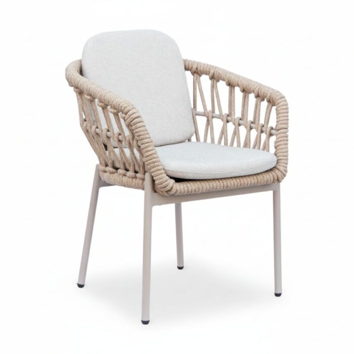 LUX outdoor living Femke dining tuinstoel | touw + aluminium | beige