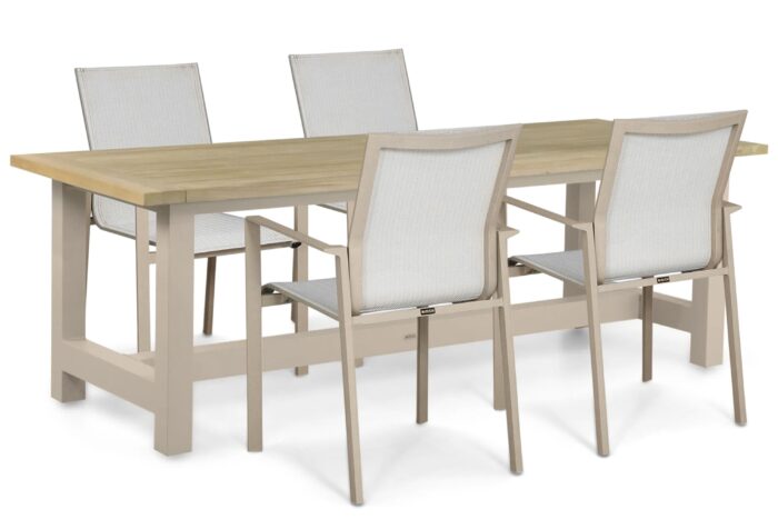 Lifestyle Garden Furniture Timo/San Francisco 200×100 cm dining tuinset 5-delig – Zand/Beige