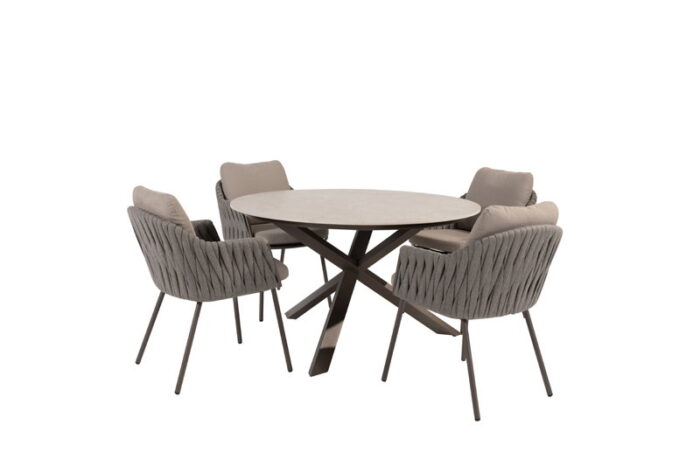 Taste Cannes diningset met Prado tafel terre keramiek rond dia. 130 cm