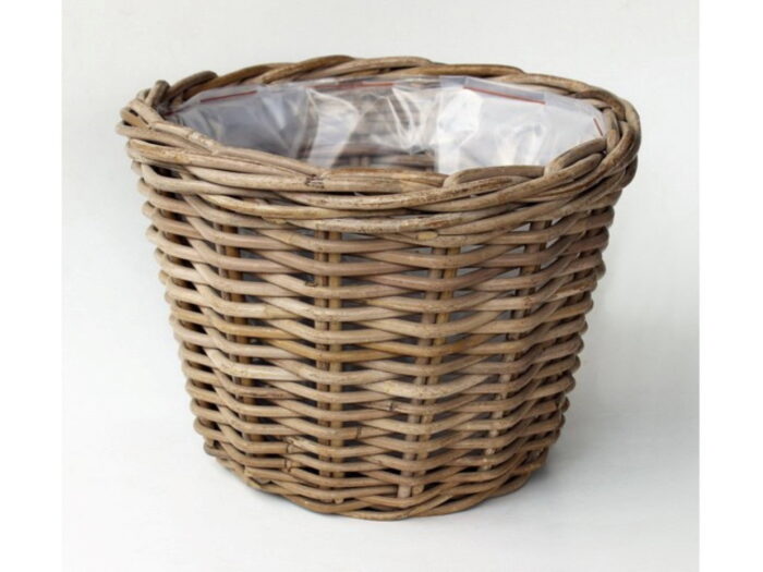 Van der leeden Bloempot Pot Rotan Antique Grey D29H20 cm – grijs